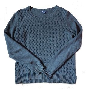 GAP Honeycomb Crew Grey Heather Sweater Size M